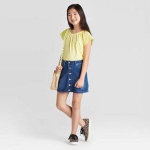 Girls' Soft Wash Button-Front Denim Skirt - Cat & Jack™